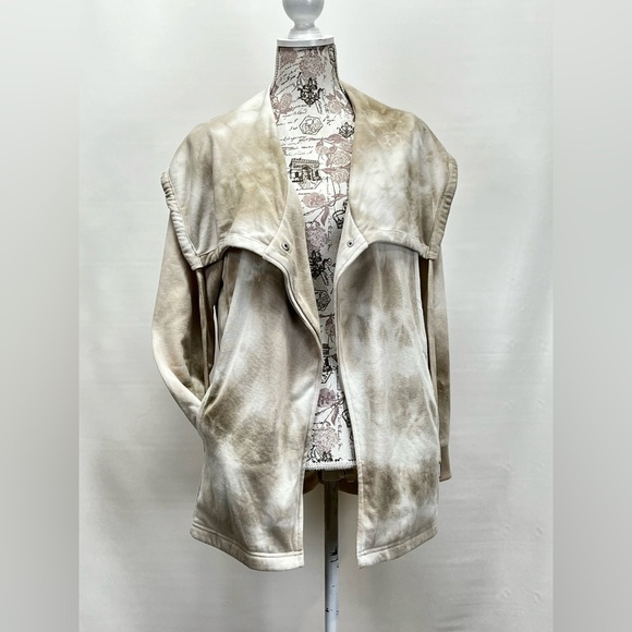 BAGATELLE Tan and white tie dye wide collar sweatshirt size M - Picture 5 of 15